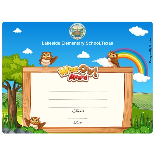 Wise Owl Classroom Award Certificate